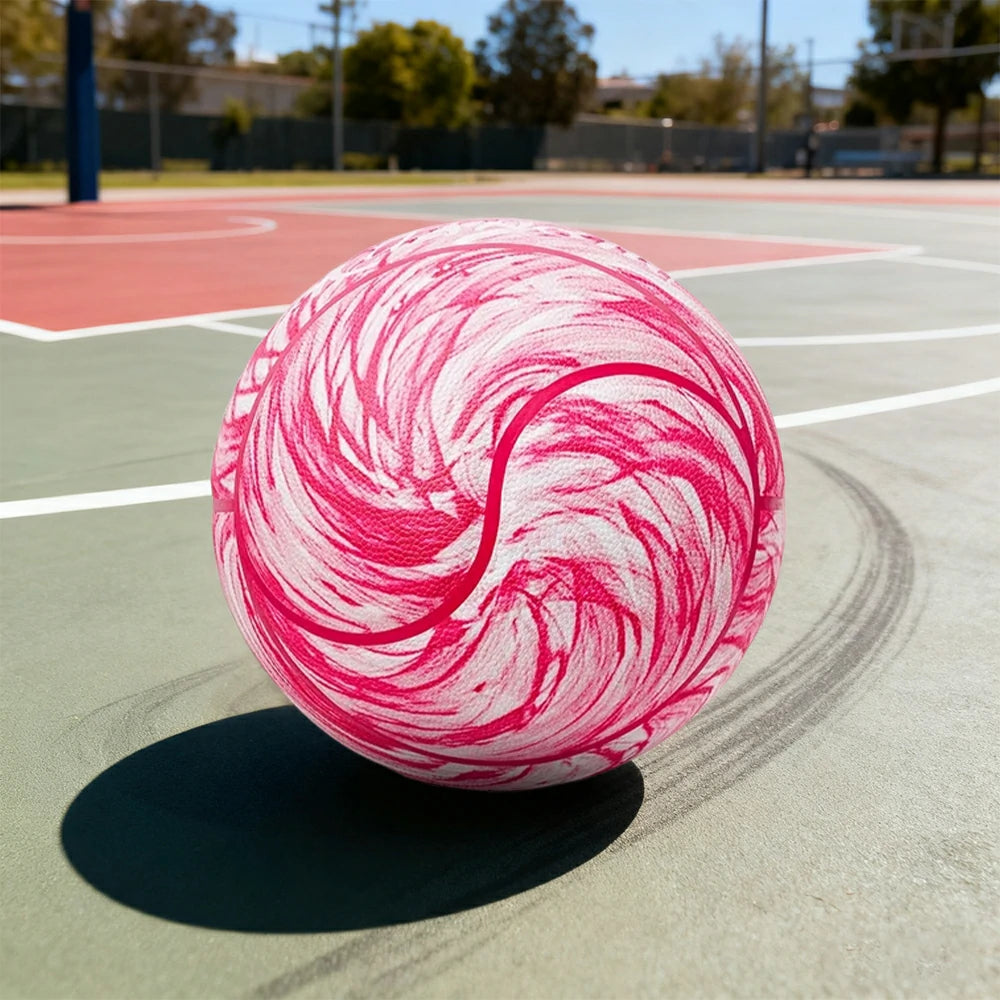 DUNK MASTER Basketball 7# – Soft Rebound, Durable PU Leather – Deep Channel Grip, Non-Slip, High Air Retention - Pink