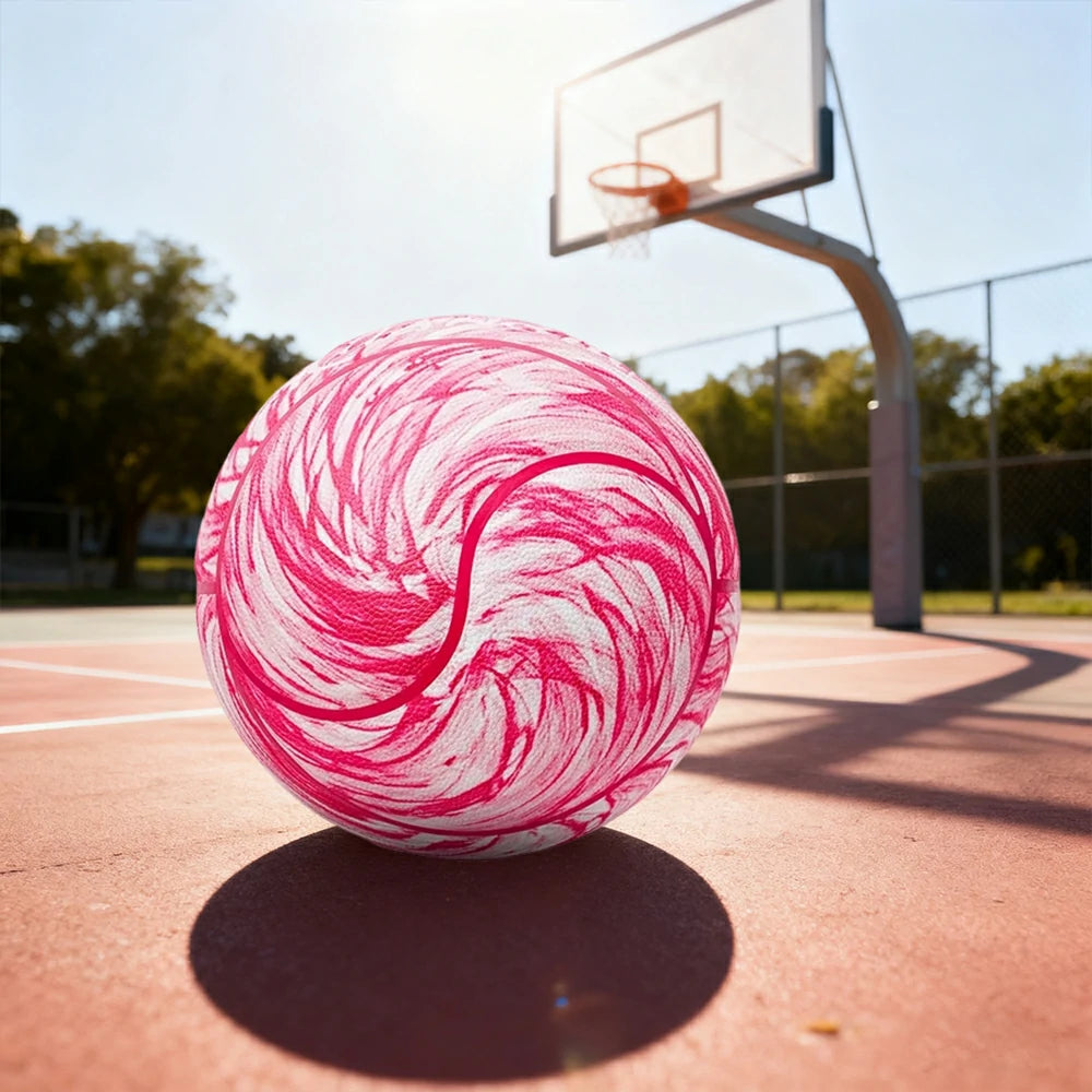 DUNK MASTER Basketball 7# – Soft Rebound, Durable PU Leather – Deep Channel Grip, Non-Slip, High Air Retention - Pink