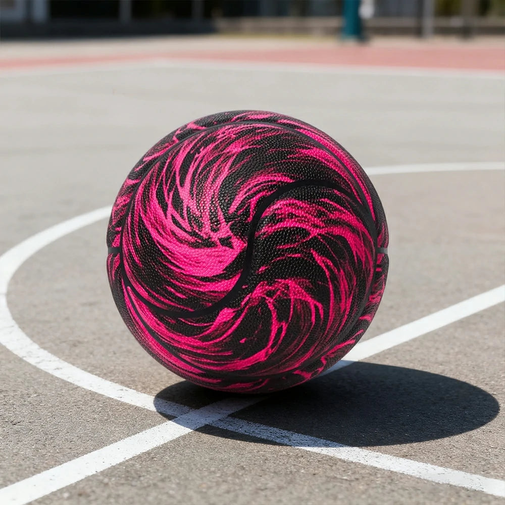 DUNK MASTER Basketball 7# – Soft Rebound, Durable PU Leather – Deep Channel Grip, Non-Slip, High Air Retention - Red