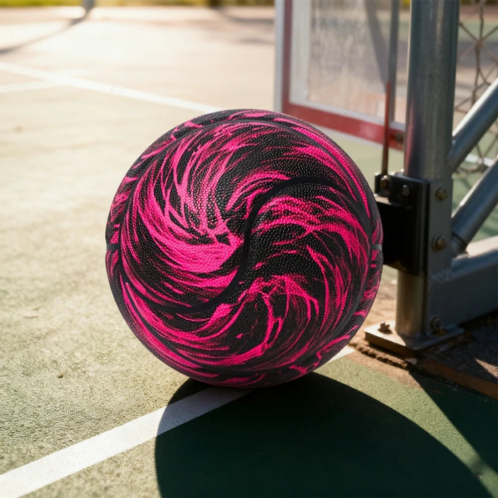 DUNK MASTER Basketball 7# – Soft Rebound, Durable PU Leather – Deep Channel Grip, Non-Slip, High Air Retention - Red