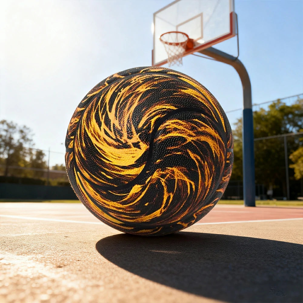 DUNK MASTER Basketball 7# – Soft Rebound, Durable PU Leather – Deep Channel Grip, Non-Slip, High Air Retention - Gold