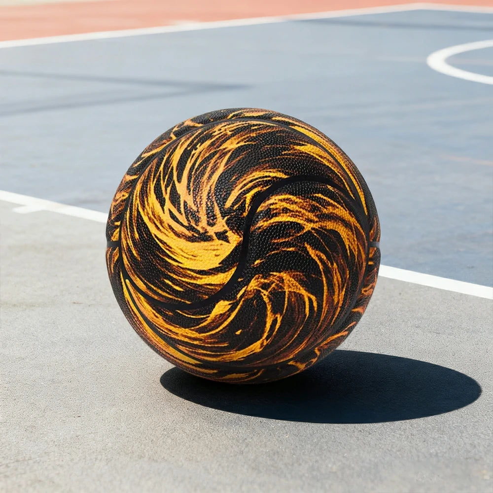 DUNK MASTER Basketball 7# – Soft Rebound, Durable PU Leather – Deep Channel Grip, Non-Slip, High Air Retention - Gold