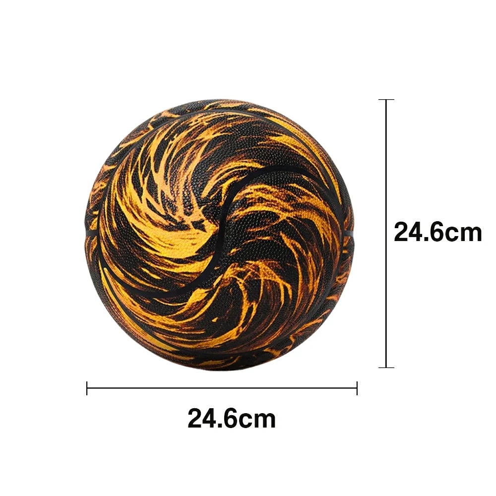 DUNK MASTER Basketball 7# – Soft Rebound, Durable PU Leather – Deep Channel Grip, Non-Slip, High Air Retention - Gold