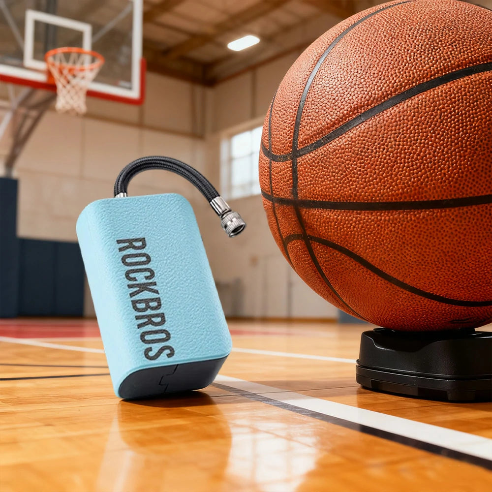 DUNK MASTER Mini Electric Ball Pump – Smart LED Display, Auto Stop Inflation, 4 Preset Modes – Lightweight Portable Design with Type-C Charging and Flexible Air Hose - Blue