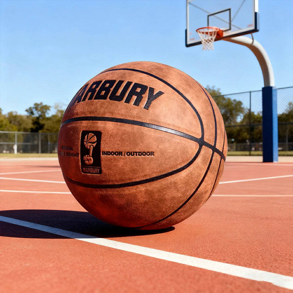 DUNK MASTER Basketball 7# – Soft Rebound, Durable Suede Leather – Wide Channel Grip, Moisture-Wicking, High-Quality Bladder - Yellow