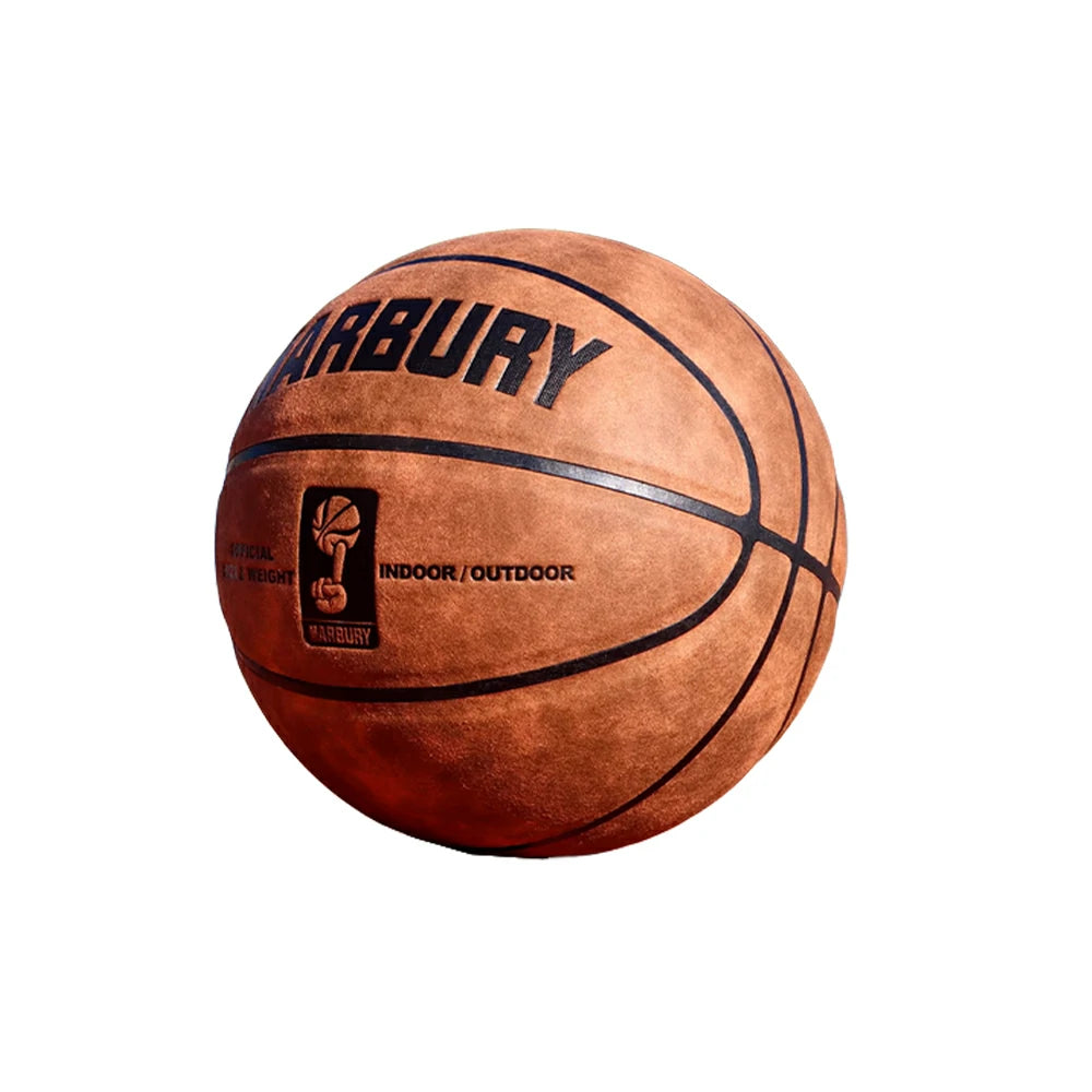 DUNK MASTER Basketball 7# – Soft Rebound, Durable Suede Leather – Wide Channel Grip, Moisture-Wicking, High-Quality Bladder - Yellow