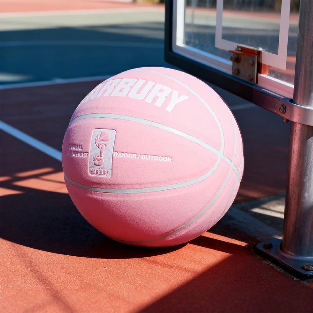DUNK MASTER Basketball 7# – Soft Rebound, Durable Suede Leather – Wide Channel Grip, Moisture-Wicking, High-Quality Bladder - Pink