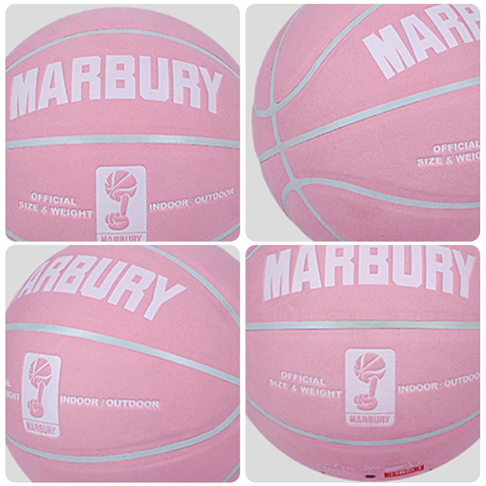 DUNK MASTER Basketball 7# – Soft Rebound, Durable Suede Leather – Wide Channel Grip, Moisture-Wicking, High-Quality Bladder - Pink