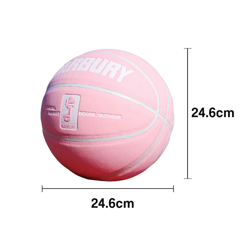 DUNK MASTER Basketball 7# – Soft Rebound, Durable Suede Leather – Wide Channel Grip, Moisture-Wicking, High-Quality Bladder - Pink