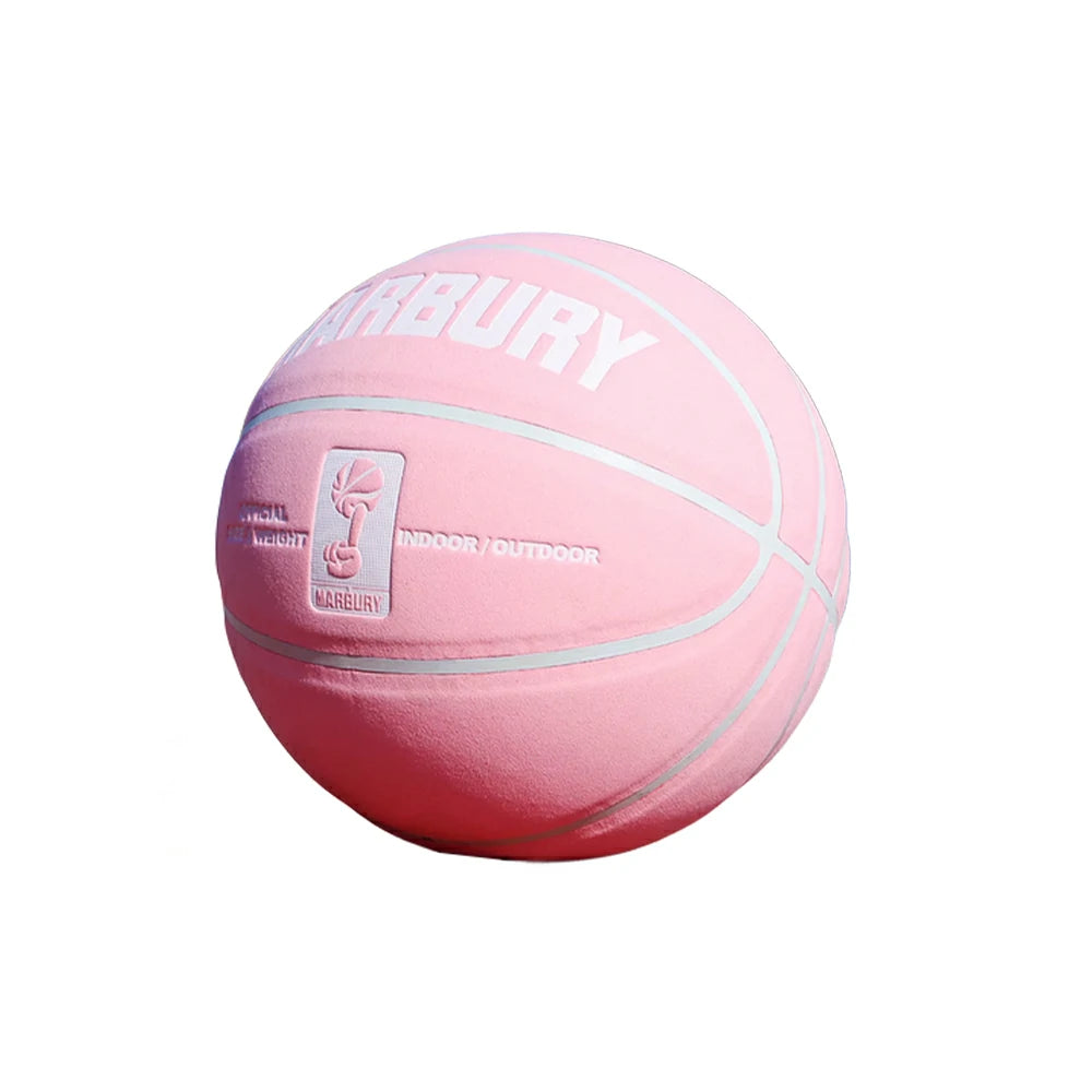 DUNK MASTER Basketball 7# – Soft Rebound, Durable Suede Leather – Wide Channel Grip, Moisture-Wicking, High-Quality Bladder - Pink