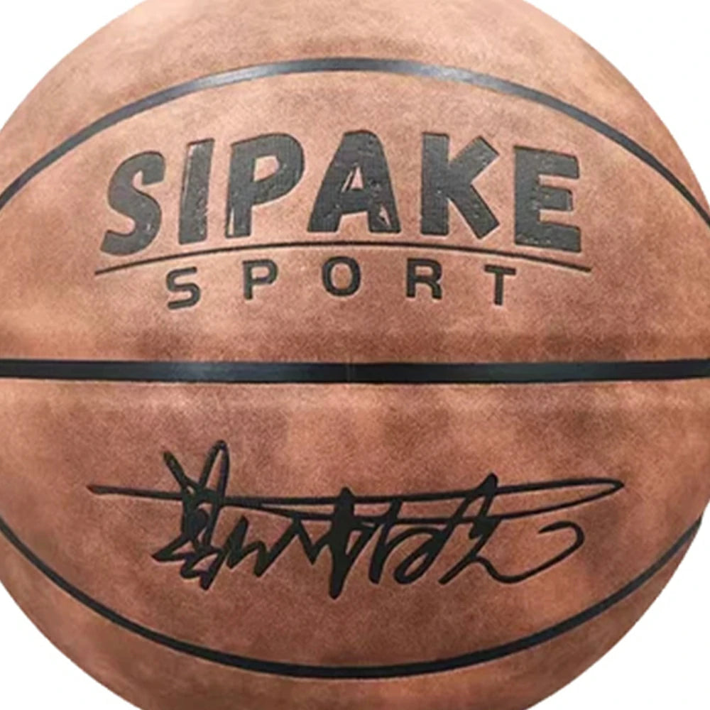 DUNK MASTER Basketball 7# – Soft Rebound, Durable Suede Leather – Wide Channel Grip, Moisture-Wicking, High-Quality Bladder - Brown