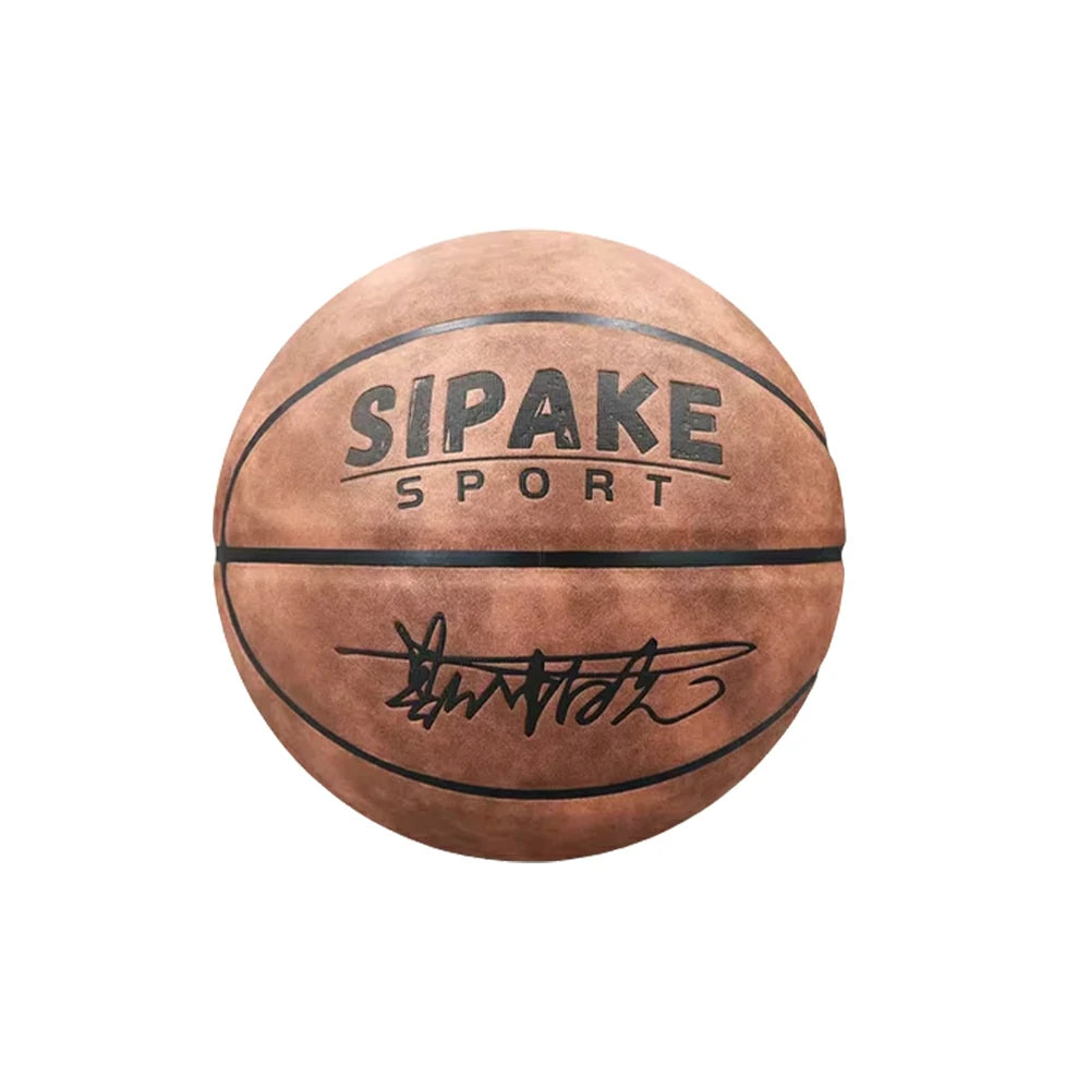 DUNK MASTER Basketball 7# – Soft Rebound, Durable Suede Leather – Wide Channel Grip, Moisture-Wicking, High-Quality Bladder - Brown