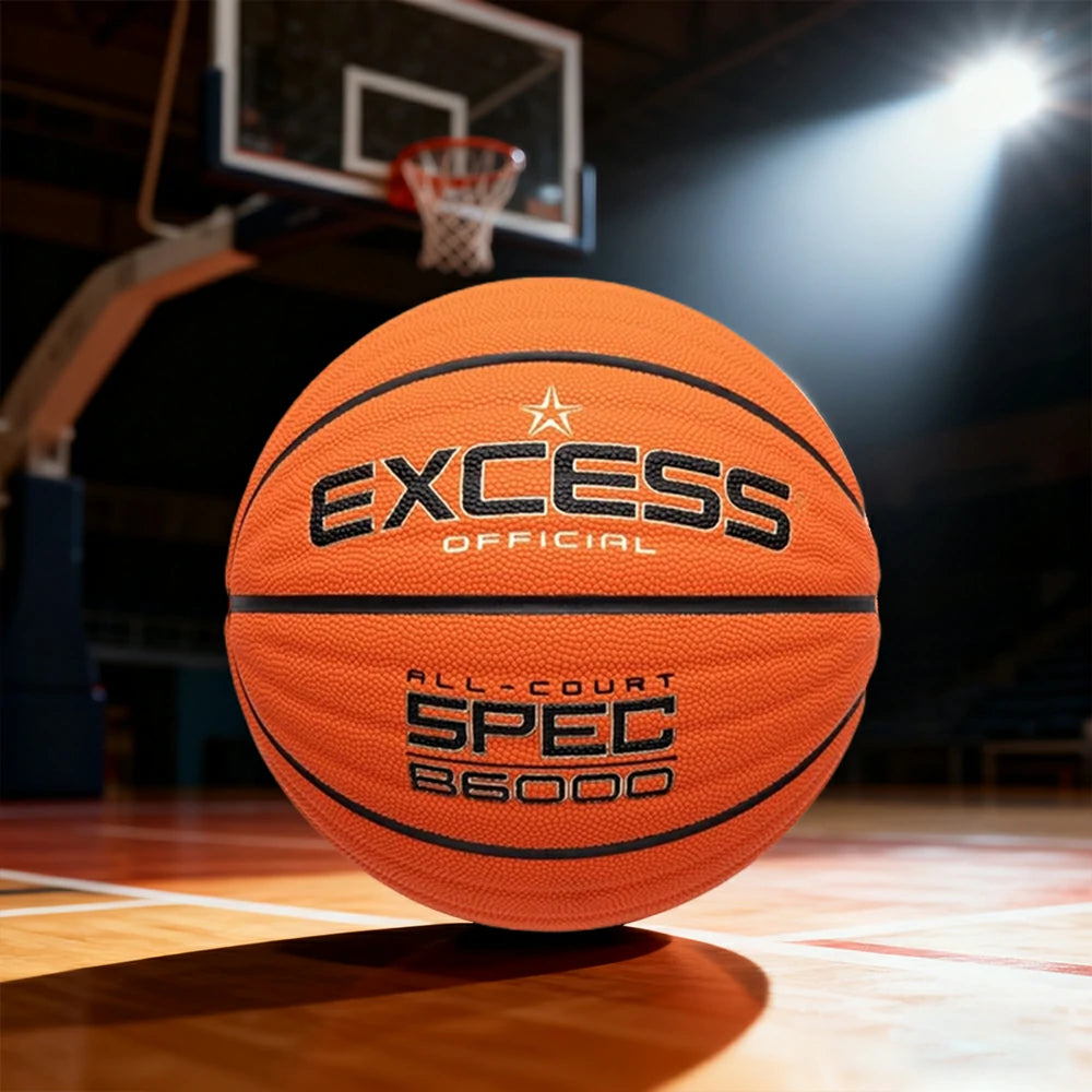 DUNK MASTER Basketball 7# – Anti-Slip Wave Texture, Sweat-Absorbent PU Leather – Tire-Grade Butyl Bladder, Soft Foam Rebound, Balanced Nylon Winding - Orange