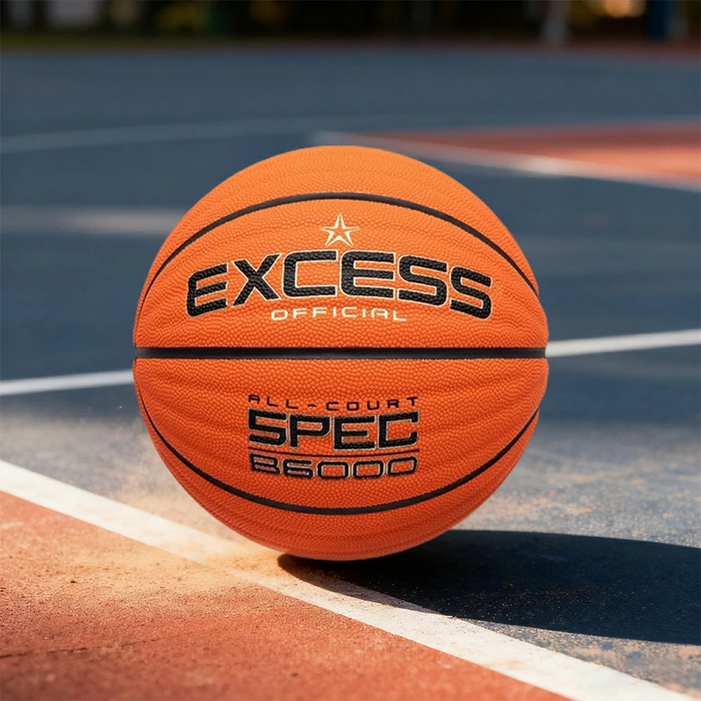 DUNK MASTER Basketball 7# – Anti-Slip Wave Texture, Sweat-Absorbent PU Leather – Tire-Grade Butyl Bladder, Soft Foam Rebound, Balanced Nylon Winding - Orange