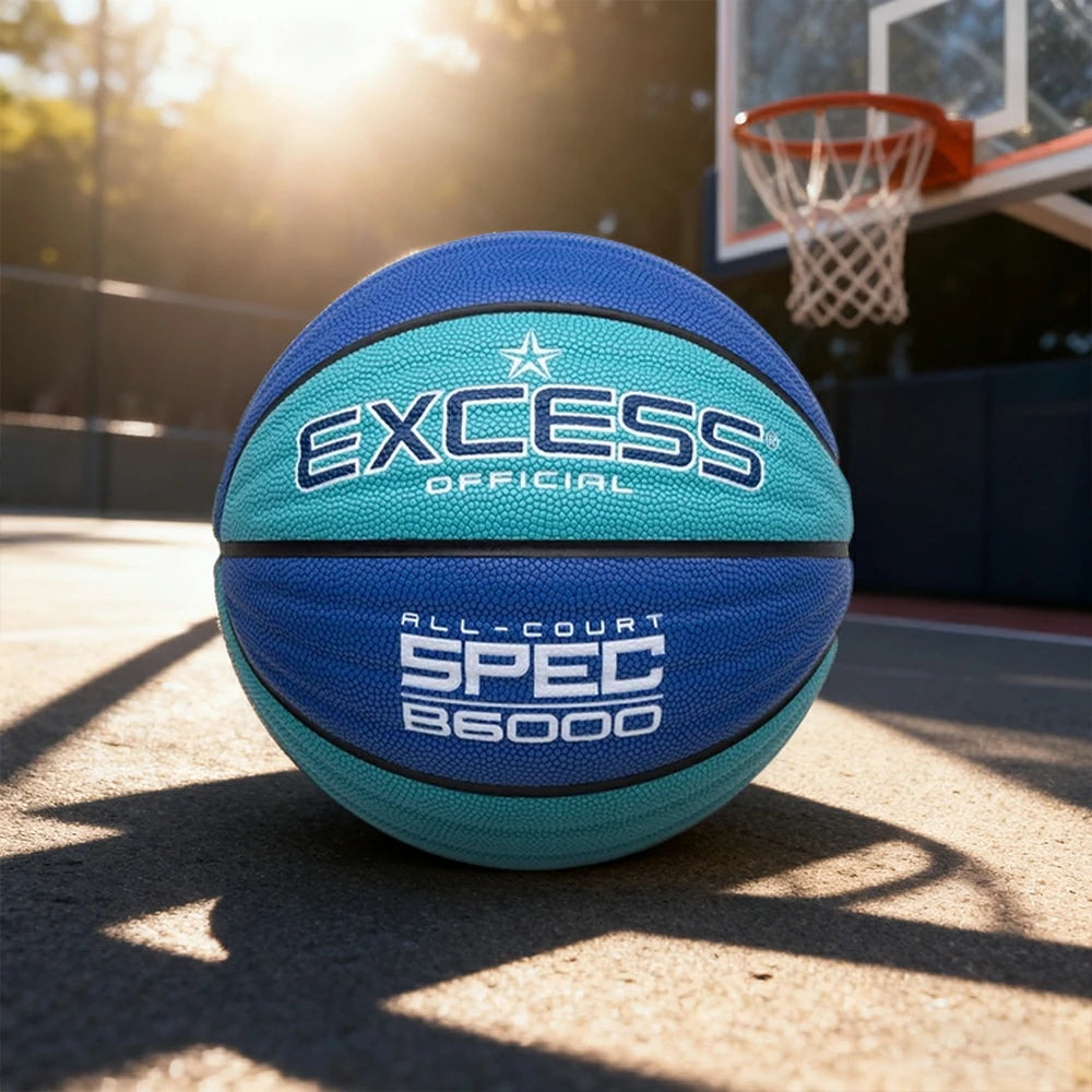 DUNK MASTER Basketball 7# – Anti-Slip Wave Texture, Sweat-Absorbent PU Leather – Tire-Grade Butyl Bladder, Soft Foam Rebound, Balanced Nylon Winding - Blue