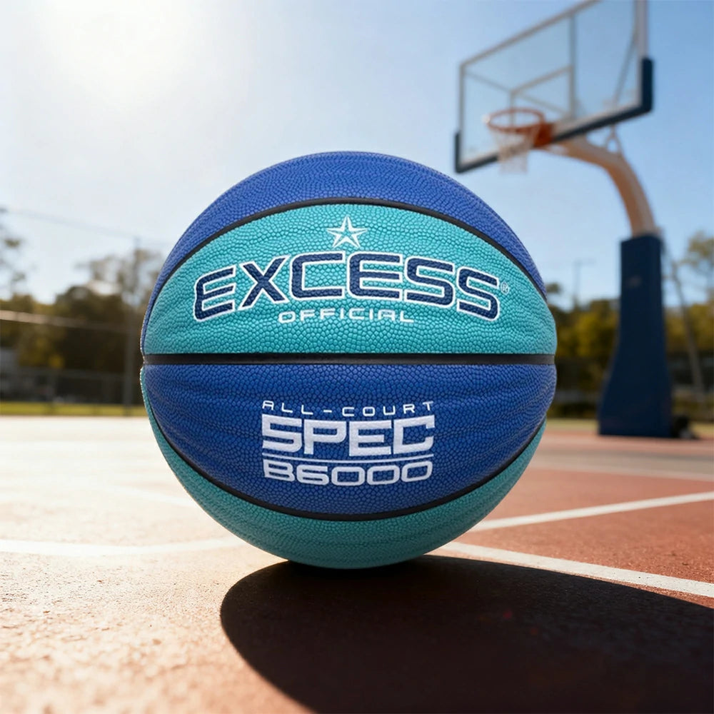 DUNK MASTER Basketball 7# – Anti-Slip Wave Texture, Sweat-Absorbent PU Leather – Tire-Grade Butyl Bladder, Soft Foam Rebound, Balanced Nylon Winding - Blue