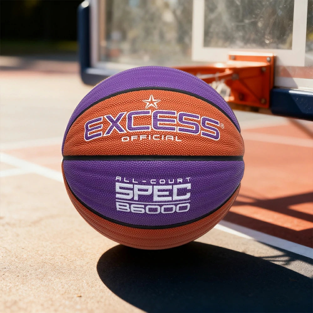 DUNK MASTER Basketball 7# – Anti-Slip Wave Texture, Sweat-Absorbent PU Leather – Tire-Grade Butyl Bladder, Soft Foam Rebound, Balanced Nylon Winding - Purple