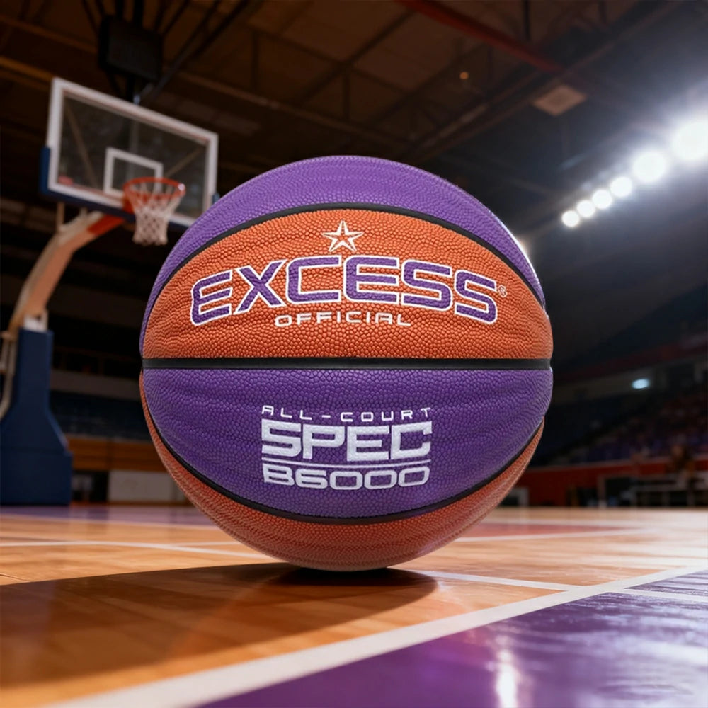 DUNK MASTER Basketball 7# – Anti-Slip Wave Texture, Sweat-Absorbent PU Leather – Tire-Grade Butyl Bladder, Soft Foam Rebound, Balanced Nylon Winding - Purple