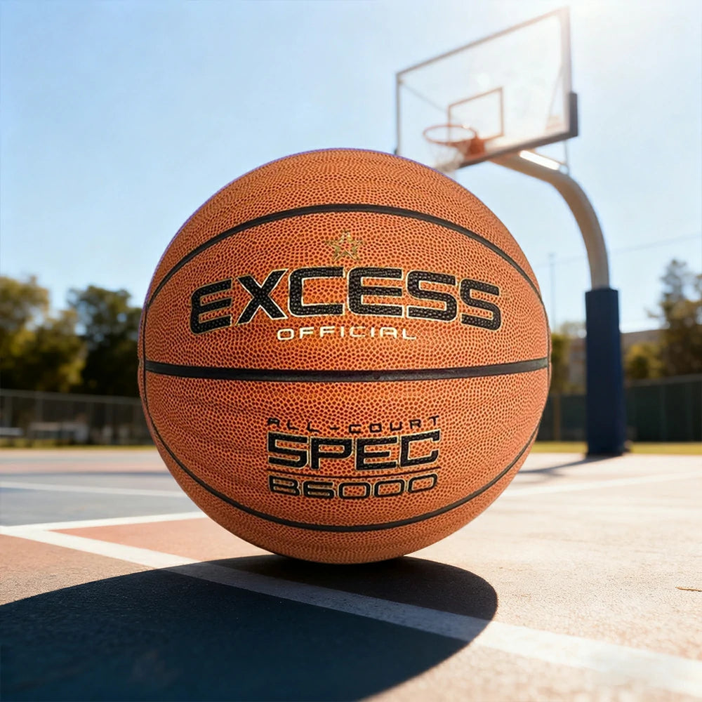 DUNK MASTER Basketball 7# – Anti-Slip Wave Texture, Sweat-Absorbent PU Leather – Tire-Grade Butyl Bladder, Soft Foam Rebound, Balanced Nylon Winding - Brown