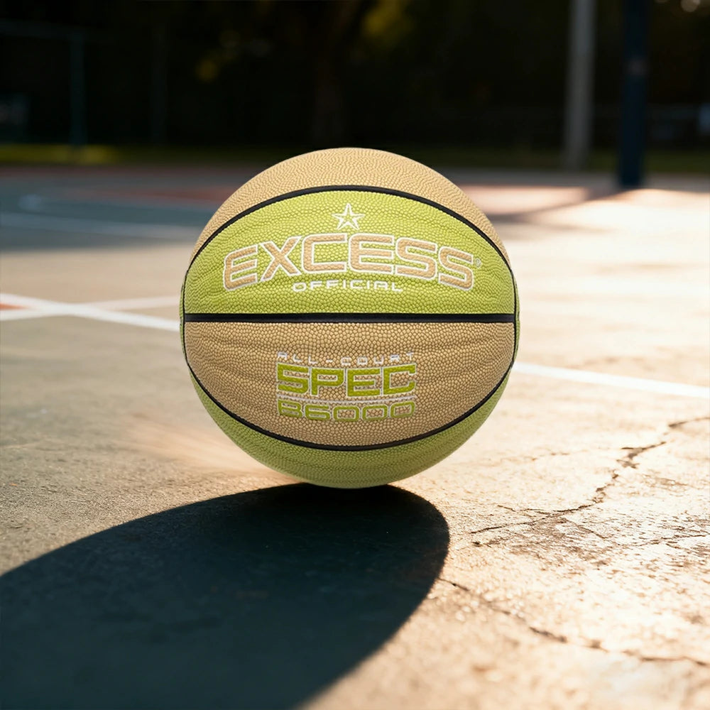 DUNK MASTER Basketball 7# – Anti-Slip Wave Texture, Sweat-Absorbent PU Leather – Tire-Grade Butyl Bladder, Soft Foam Rebound, Balanced Nylon Winding - Green