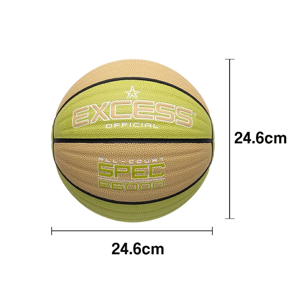 DUNK MASTER Basketball 7# – Anti-Slip Wave Texture, Sweat-Absorbent PU Leather – Tire-Grade Butyl Bladder, Soft Foam Rebound, Balanced Nylon Winding - Green
