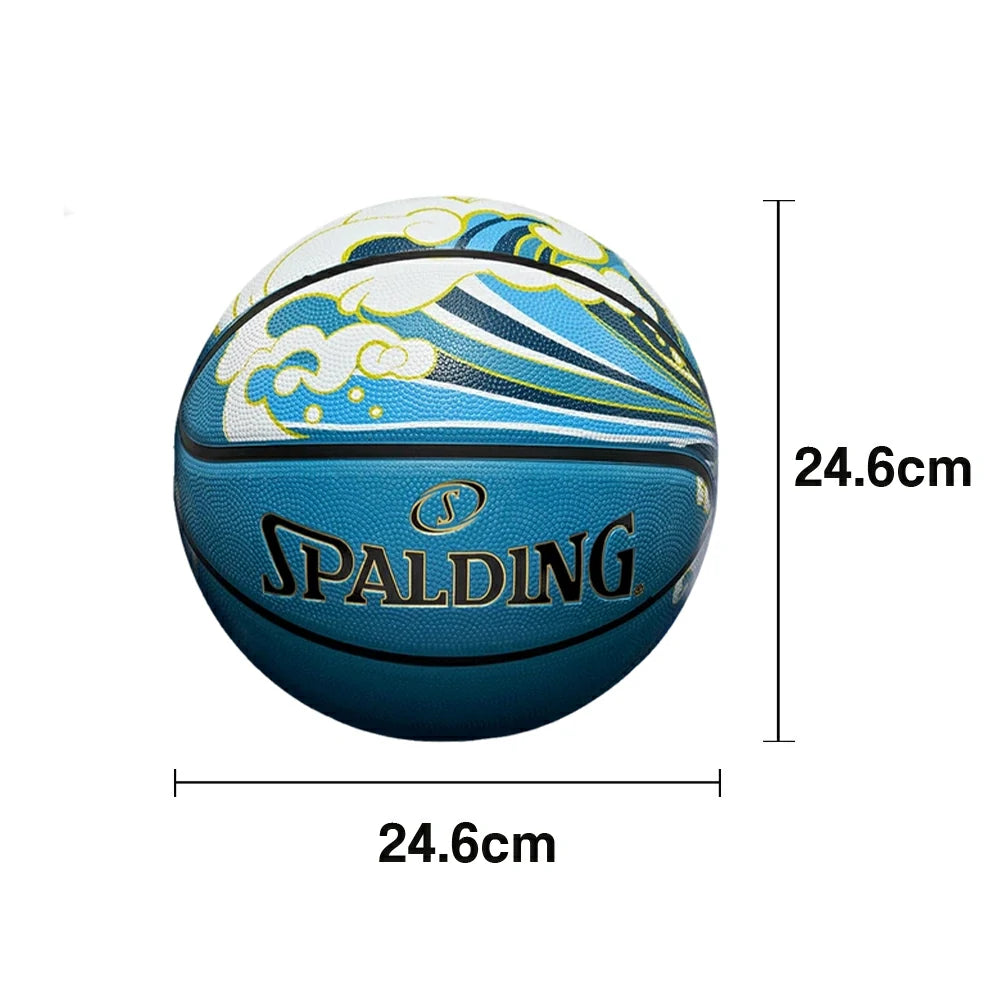DUNK MASTER 84-759Y SPALDING Authentic Basketball 7# High-Performance PU Rubber Bladder Nylon Winding, Superior Grip, Durable Design