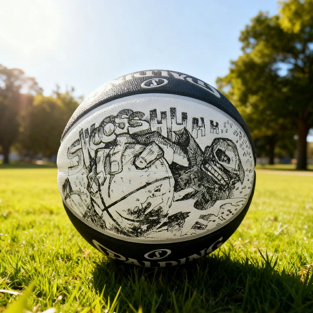 DUNK MASTER 84-447Y SPALDING Authentic Basketball 7# High-Performance PU Rubber Bladder Nylon Winding, Superior Grip, Durable Design