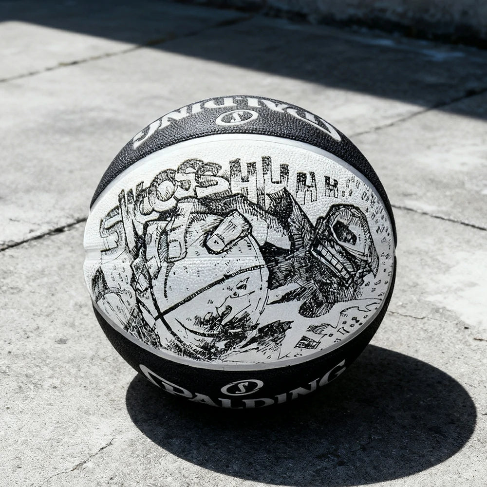 DUNK MASTER 84-447Y SPALDING Authentic Basketball 7# High-Performance PU Rubber Bladder Nylon Winding, Superior Grip, Durable Design