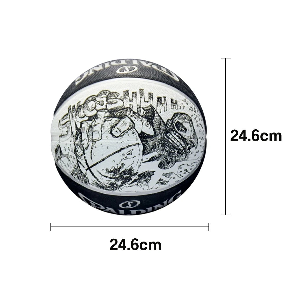 DUNK MASTER 84-447Y SPALDING Authentic Basketball 7# High-Performance PU Rubber Bladder Nylon Winding, Superior Grip, Durable Design