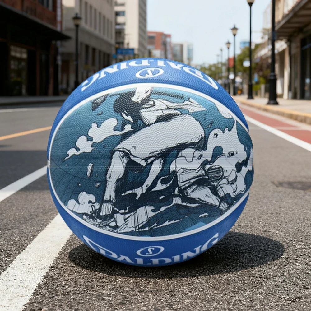 DUNK MASTER 84-448Y SPALDING Authentic Basketball 7# High-Performance PU Rubber Bladder Nylon Winding, Superior Grip, Durable Design