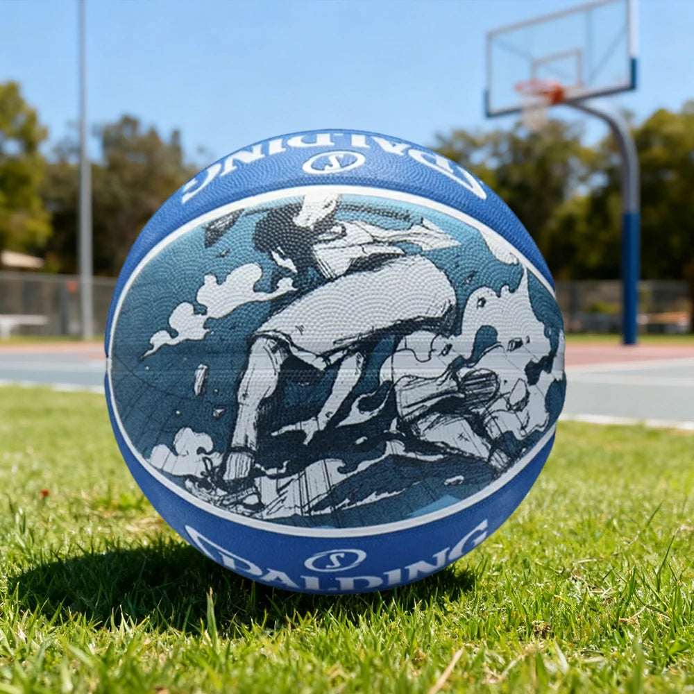 DUNK MASTER 84-448Y SPALDING Authentic Basketball 7# High-Performance PU Rubber Bladder Nylon Winding, Superior Grip, Durable Design