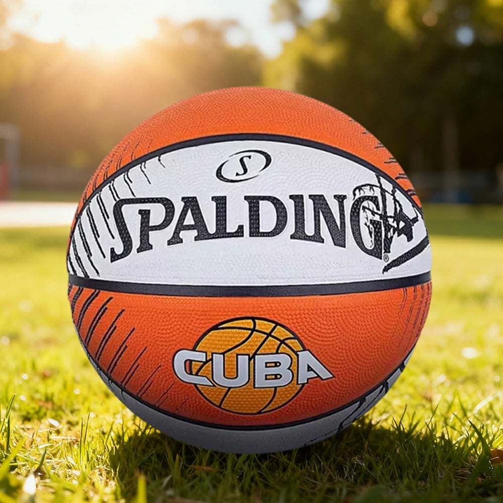 DUNK MASTER 84-379Y SPALDING Authentic Basketball 7# High-Performance PU Rubber Bladder Nylon Winding, Superior Grip, Durable Design