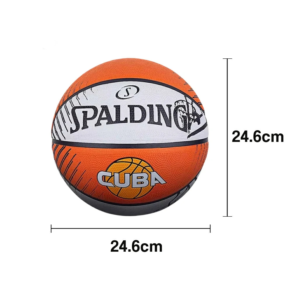 DUNK MASTER 84-379Y SPALDING Authentic Basketball 7# High-Performance PU Rubber Bladder Nylon Winding, Superior Grip, Durable Design