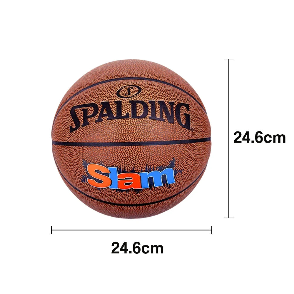 DUNK MASTER 76-886Y SPALDING Authentic Basketball 7# Dust-Resistant Foam Rubber Core Nylon Winding, Superior Grip, Quick Bounce