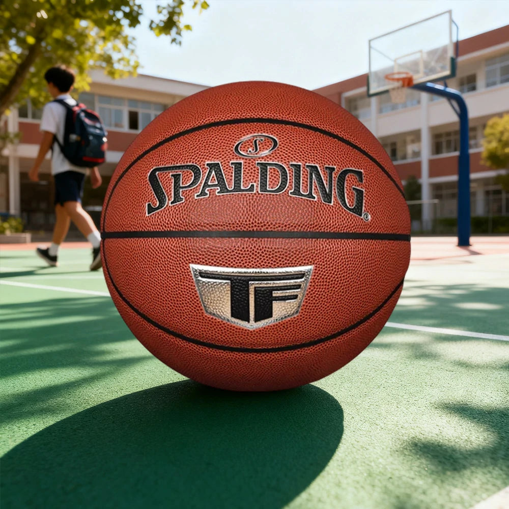 DUNK MASTER 77-764Y SPALDING Authentic Basketball 7# Dust-Resistant Foam Rubber Core Nylon Winding, Superior Grip, Quick Bounce