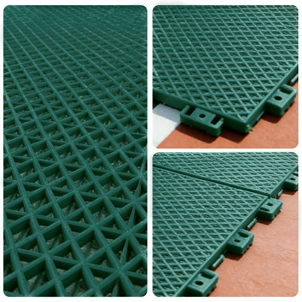DUNK MASTER Interlocking Sports Floor Tiles - Double Layer Anti-Slip Basketball Court Flooring Modular Tiles 10/20/30 Square Meters - Dark Green