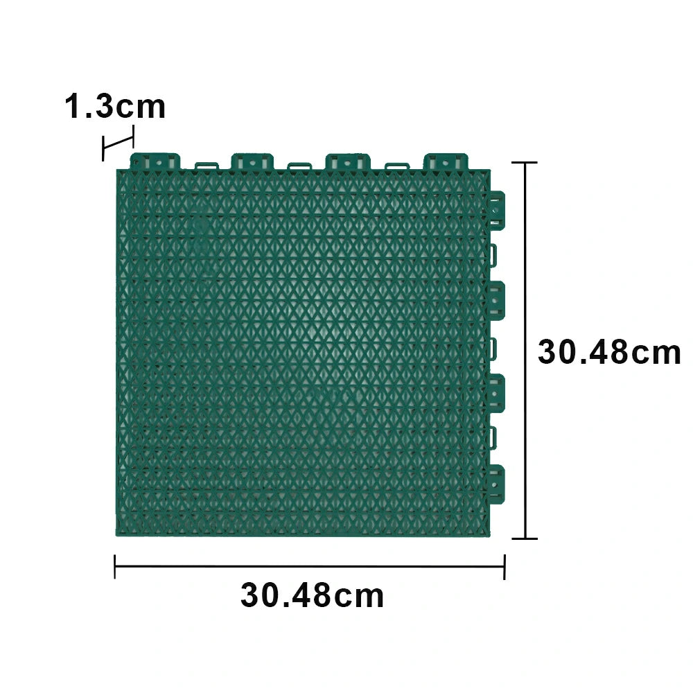 DUNK MASTER Interlocking Sports Floor Tiles - Double Layer Anti-Slip Basketball Court Flooring Modular Tiles 10/20/30 Square Meters - Dark Green