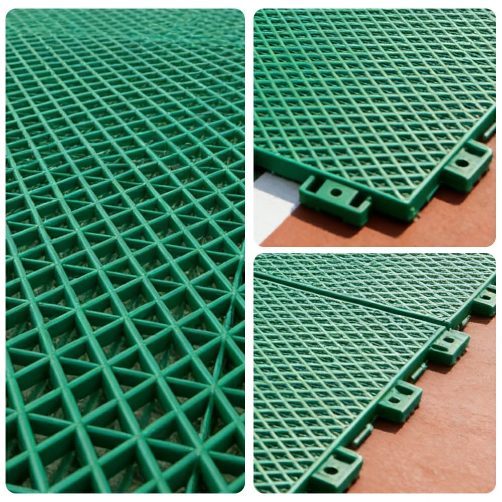 DUNK MASTER Interlocking Sports Floor Tiles - Double Layer Anti-Slip Basketball Court Flooring Modular Tiles 10/20/30 Square Meters - Grass Green