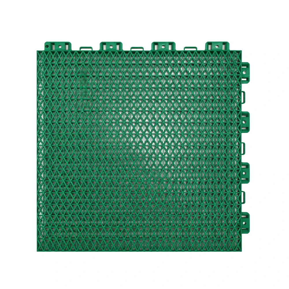 DUNK MASTER Interlocking Sports Floor Tiles - Double Layer Anti-Slip Basketball Court Flooring Modular Tiles 10/20/30 Square Meters - Grass Green