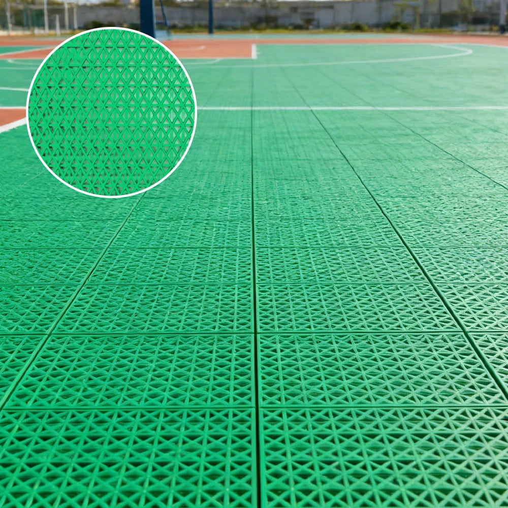 DUNK MASTER Interlocking Sports Floor Tiles - Double Layer Anti-Slip Basketball Court Flooring Modular Tiles 10/20/30 Square Meters - Emerald Green