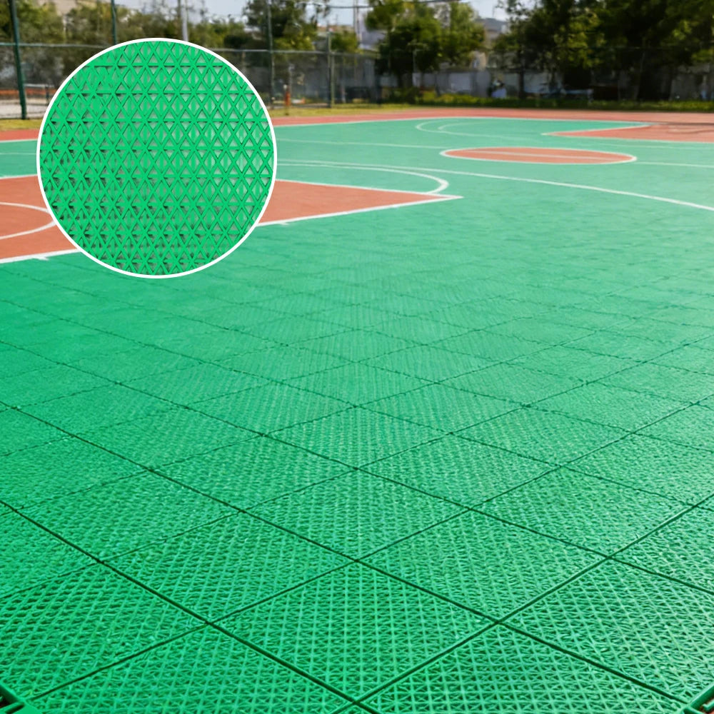 DUNK MASTER Interlocking Sports Floor Tiles - Double Layer Anti-Slip Basketball Court Flooring Modular Tiles 10/20/30 Square Meters - Emerald Green