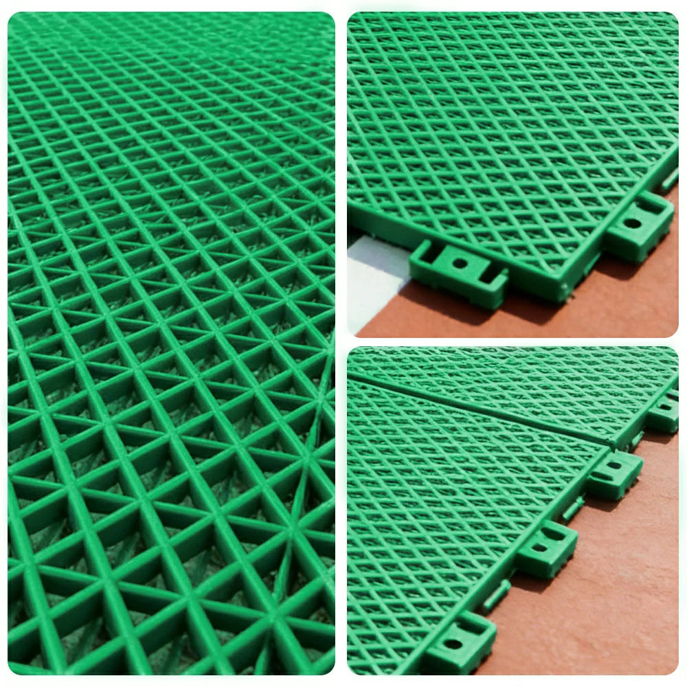 DUNK MASTER Interlocking Sports Floor Tiles - Double Layer Anti-Slip Basketball Court Flooring Modular Tiles 10/20/30 Square Meters - Emerald Green