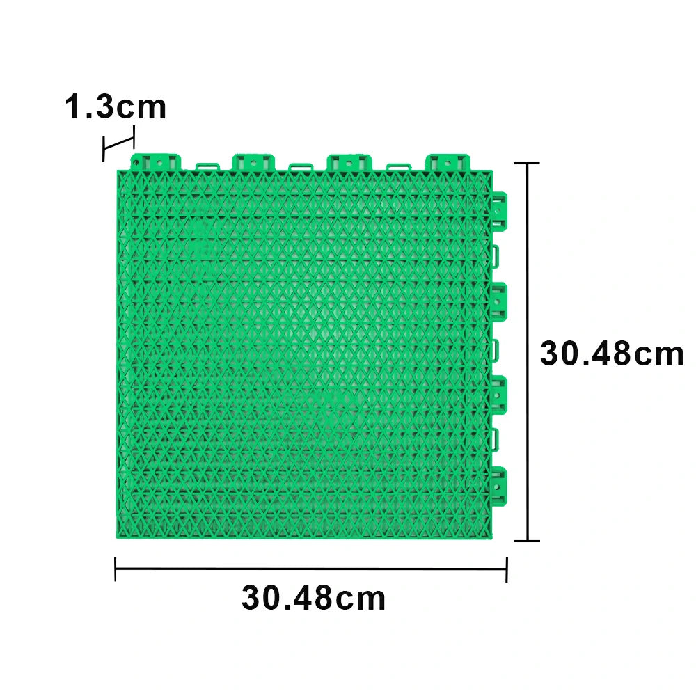 DUNK MASTER Interlocking Sports Floor Tiles - Double Layer Anti-Slip Basketball Court Flooring Modular Tiles 10/20/30 Square Meters - Emerald Green