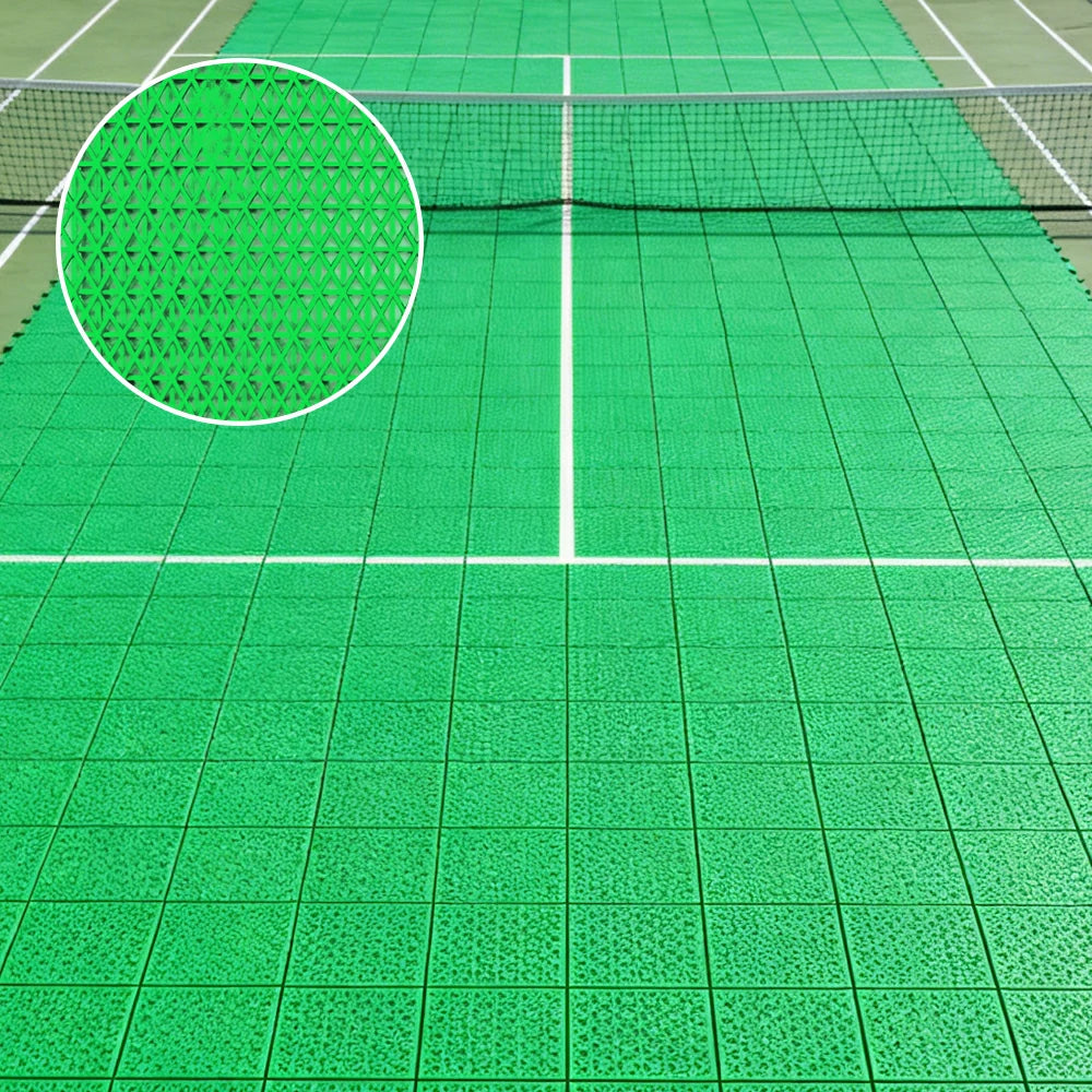 DUNK MASTER Interlocking Sports Floor Tiles - Double Layer Anti-Slip Basketball Court Flooring Modular Tiles 10/20/30 Square Meters - Apple Green