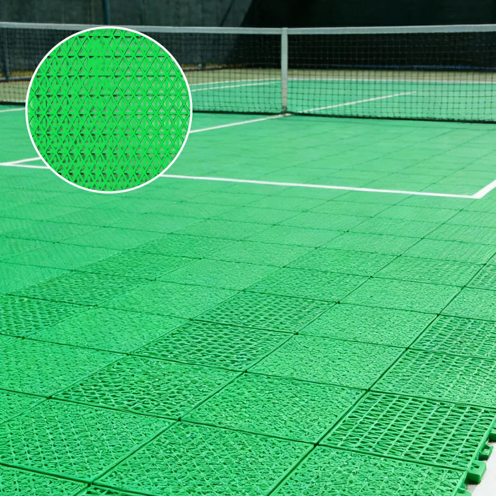 DUNK MASTER Interlocking Sports Floor Tiles - Double Layer Anti-Slip Basketball Court Flooring Modular Tiles 10/20/30 Square Meters - Apple Green