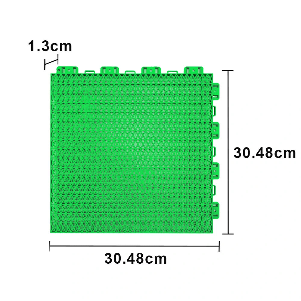 DUNK MASTER Interlocking Sports Floor Tiles - Double Layer Anti-Slip Basketball Court Flooring Modular Tiles 10/20/30 Square Meters - Apple Green