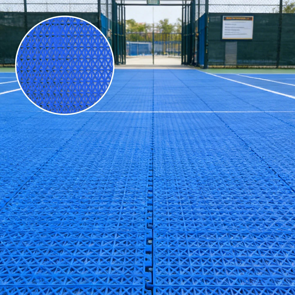 DUNK MASTER Interlocking Sports Floor Tiles - Double Layer Anti-Slip Basketball Court Flooring Modular Tiles 10/20/30 Square Meters - Royal Blue