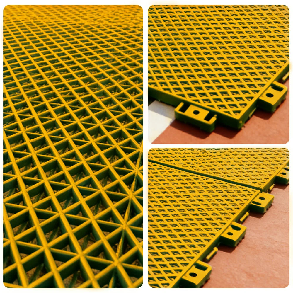 DUNK MASTER Interlocking Sports Floor Tiles - Double Layer Anti-Slip Basketball Court Flooring Modular Tiles 10/20/30 Square Meters - Yellow