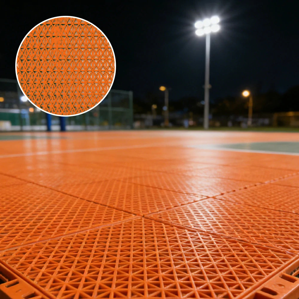 DUNK MASTER Interlocking Sports Floor Tiles - Double Layer Anti-Slip Basketball Court Flooring Modular Tiles 10/20/30 Square Meters - Orange
