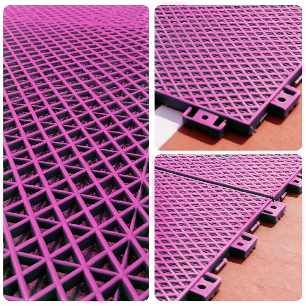 DUNK MASTER Interlocking Sports Floor Tiles - Double Layer Anti-Slip Basketball Court Flooring Modular Tiles 10/20/30 Square Meters - Pink